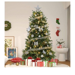 6ft/7.5ft Pre-Lit Christmas Tree with 1838/2514 Tips and 450/750 LED 11 Light Modes with Hinged Branches Metal Stand - 1 of 4