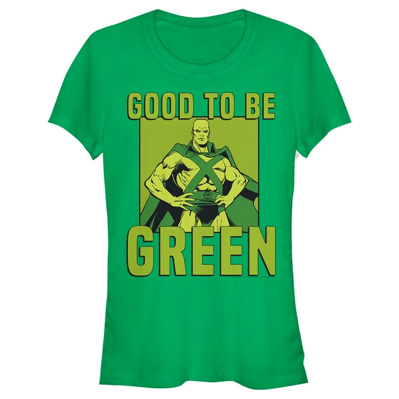 Juniors Womens Justice League St. Patrick's Day Martian Manhunter Good to be Green T-Shirt, 1 of 5
