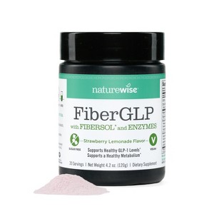 NatureWise FiberGLP Powder - Supports GLP-1 Levels & Satiety* with Clinically Proven Fibersol® - Strawberry Lemonade Flavor - 1 of 4