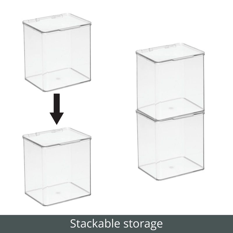 mDesign Kitchen Pantry/Fridge Storage Organizer Bin Box with Hinge Lid, Clear - 5.5 x 6.6 x 7, 4 of 9