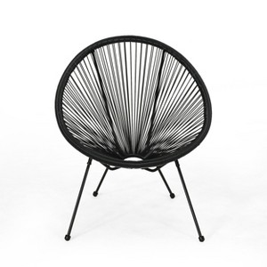 GDFStudio Anson Outdoor Woven Rattan Accent Chair with Steel Frame - 1 of 4