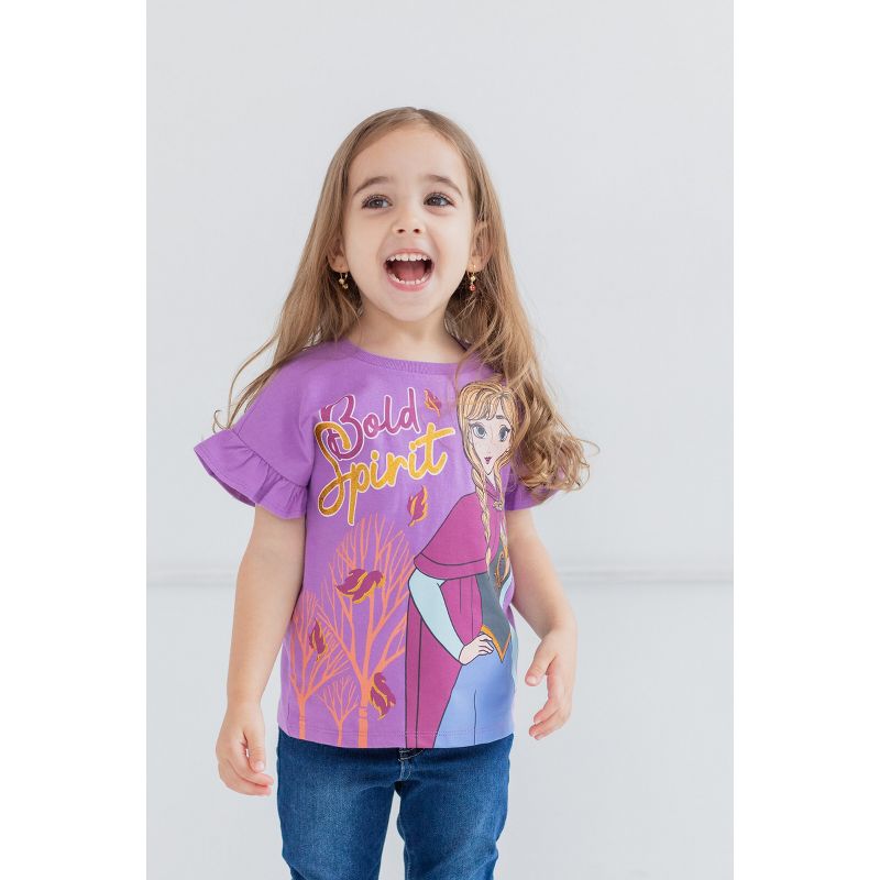 Disney Frozen Princess Anna Elsa Girls 3 Pack T-Shirts Toddler, 3 of 10