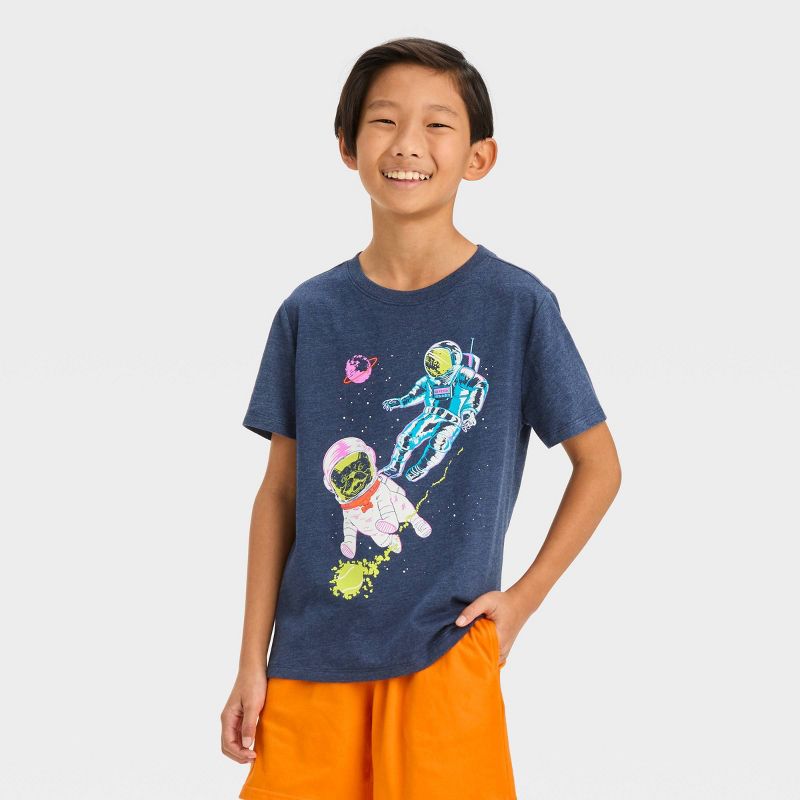 Boys' Short Sleeve Astronaut Puppy Graphic T-Shirt - Cat & Jack™ Navy Blue, 1 of 5