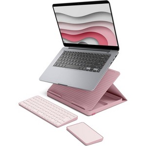 Logitech Casa Pop Up Desk Kit - Adjustable Laptop Stand for Desk, Wireless Keyboard & Touchpad, Pink (920-011237) - 1 of 4