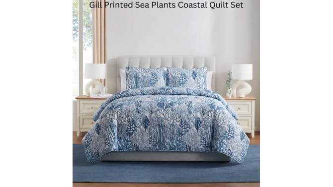 VCNY 3pc Home Gill Printed Sea Plants Coastal Quilt Set Blue, 2 of 7, play video