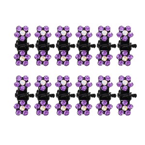 Unique Bargains Girl's Metal Rhinestone Mini Floral Hair Claw Clip 12 Pcs - 1 of 4