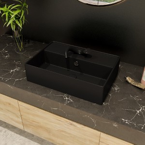 ALFI  ABC901-BM Black Matte 24Inch Modern Rectangular Above Mount Ceramic Sink with Faucet Hole - 1 of 4