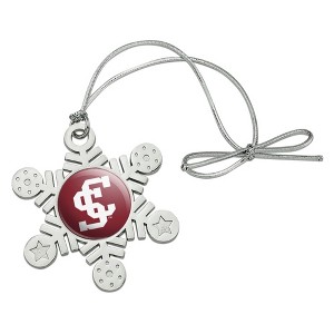 Santa Clara University Primary Logo Metal Snowflake Christmas Tree Holiday Ornament - 1 of 3