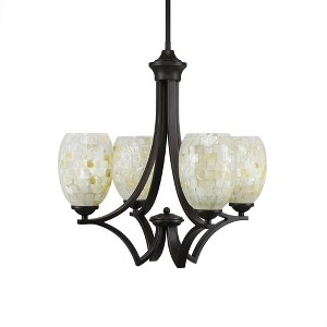 Toltec Lighting Zilo 4 - Light Chandelier in  Dark Granite with 5" Ivory Glaze Seashell Shade - 1 of 1