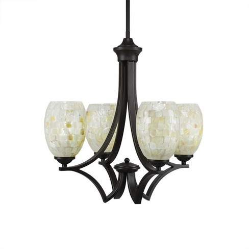 Toltec Lighting Zilo 4 - Light Chandelier in  Dark Granite with 5" Ivory Glaze Seashell Shade - image 1 of 1