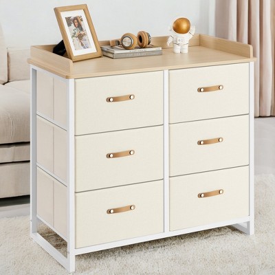 Dresser for Bedroom with 6 Drawers, Chest of Drawers, with Water-Resistant Changing Table, Storage Organizer Cabinet