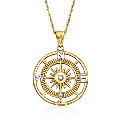 Ross-Simons 14kt Yellow Gold Compass Pendant Necklace