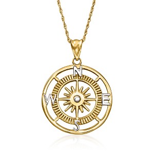 Ross-Simons 14kt Yellow Gold Compass Pendant Necklace - 1 of 4