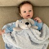 EVERYDAY KIDS Large Lovey Baby Security Blanket Sweet Dog Stuffed Animal on 30”  Blue Snuggle Baby Blanket; Fluffy Fleece with Attached Plush Toy - 3 of 4