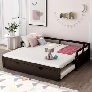 NicBex Twin to King Size Daybed with Trundle Wooden Day Bed Frame Extendable Daybed for Living Rooms and Bedrooms - 1 of 4