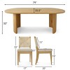 7-Piece Dining Table Set, 79'' Wood-Look Oval Table and 6 Paper Cord Back Chairs for Modern Kitchen or Dining Room-Maison Boucle - 4 of 4