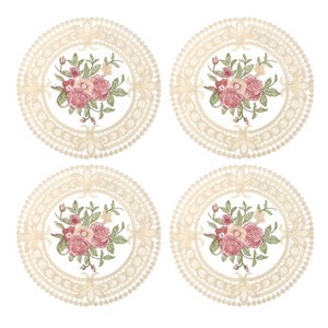 Unique Bargains Polyester Floral Pattern Vintage Lace Absorbent Coasters - 1 of 4