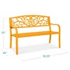 Best Choice Products Outdoor Steel Bench Garden Patio Porch Furniture w/ Floral Design Backrest - 2 of 4