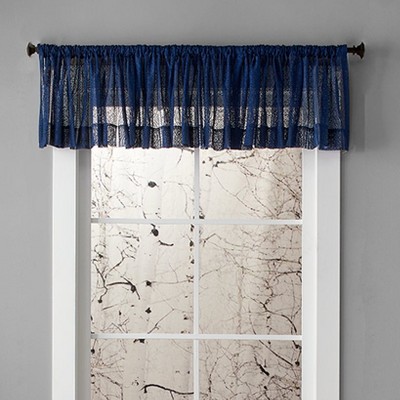 The Lakeside Collection Striped Medallion Lace Panels - Valance Navy