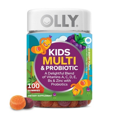 OLLY Kids Multivitamin & Probiotic Gummy, Berry Flavor, 100 Count