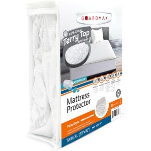 Fitted Mattress Protector by Guardmax. Terry Cotton Waterproof Fitted Sheet Soft & Comfortable Mattress Encasement with Deep Pockets. - 1 of 4