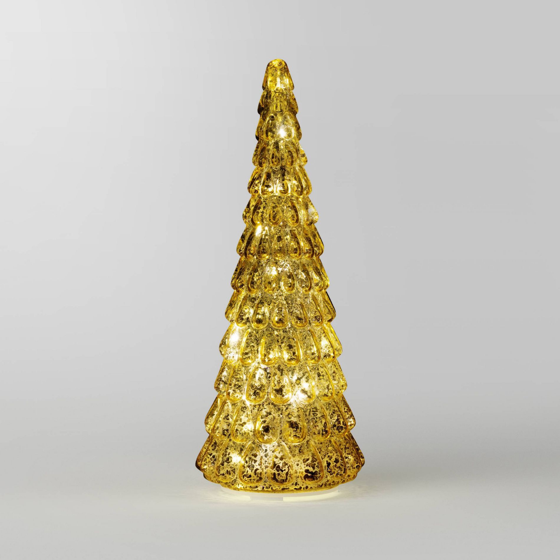 15" Christmas Mercury Glass Tiered Classic Tree Decor Gold - Wondershop™