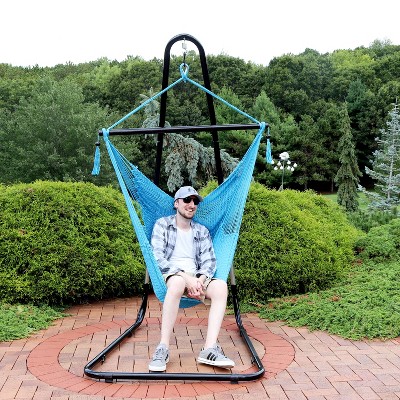 Sky Blue Hanging Chaise Chair with Adjustable Stand
