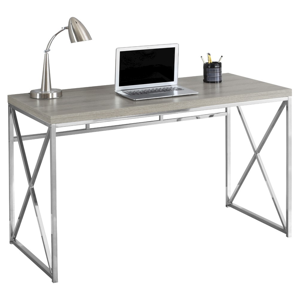 Photos - Office Desk Chrome Metal Computer Desk - Dark Taupe - EveryRoom