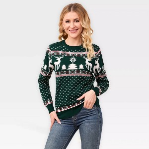 Pullover Christmas Sweaters for Women Long Sleeve Crew Neck Sweater with Snowflakes Pattern Sweater Jacquard Knit Sweater - 1 of 4