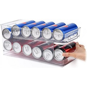 LunaLulinlk Double Layers Soda Can Fridge Storage Organisers, Automatic Drink Can Dispenser, Can Dispenser Rack, Rolling Tin Can Storage - 1 of 4