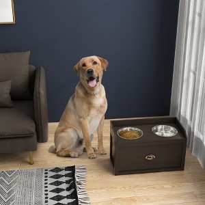 Akoasm Storable Dog Feeding Station & Cabinet With Drawer And Removable Elevated Dog Bowls For Large Dog-Coffee - 1 of 4