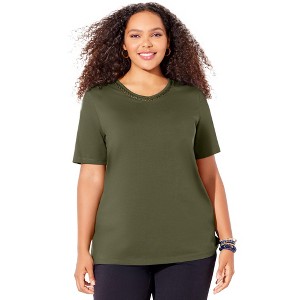 Jessica London Women's Plus Size Stretch Knit Tunic Tank - 1 of 4