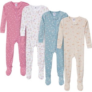 Gerber Baby Girls' Snug Fit Footed Pajamas, 4-Pack, Dogs - 1 of 4