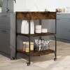 vidaXL Kitchen Trolley Smoked Oak 23.6 in.x18.9 in.x35.2 in. Engineered Wood - 4 of 4