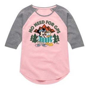 Girls' - Disney - No Gps Shirt Tail Raglan Graphic T-shirt - 1 of 4