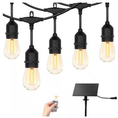 15 Bulbs 50 ft. Outdoor Solar LED Edison String Light with Remote Control