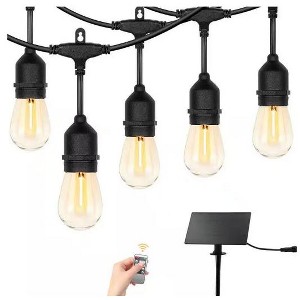 15 Bulbs 50 ft. Outdoor Solar LED Edison String Light with Remote Control - 1 of 4