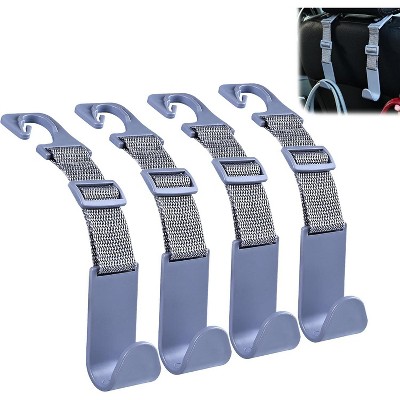 TruAIR 4-Pack Car Headrest Hooks Ð Adjustable Seat Back Hangers for Bags