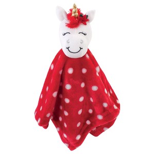Hudson Baby Infant Animal Face Security Blanket, Christmas Unicorn, One Size - 1 of 2