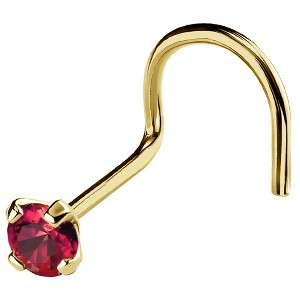 Jewelry Avalanche 22G 14K Gold Nose Screw Nose Stud with Ruby Gemstone - 1 of 2