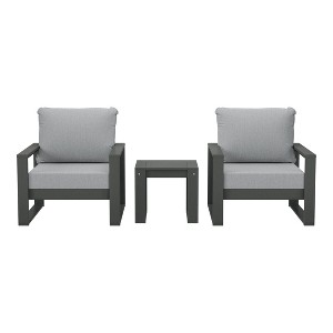 WestinTrends Montara Outdoor Modern 3-Piece HDPE Patio Sofa Set with Side Table - 1 of 4