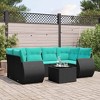 vidaXL Patio Sofa Set with Cushions Outdoor Furniture 7 Piece Poly Rattan - Black and Blue - 2 of 4