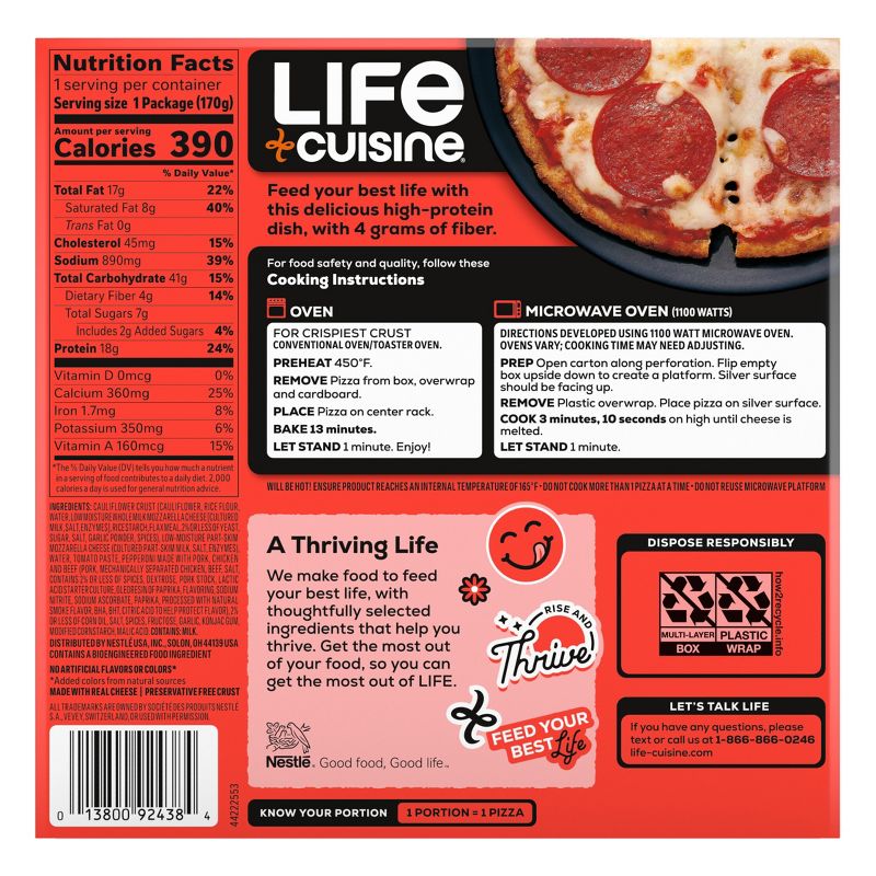 Life Cuisine Protein Lovers Gluten Free Frozen Cauliflower Crust Pepperoni Pizza - 6oz, 5 of 14