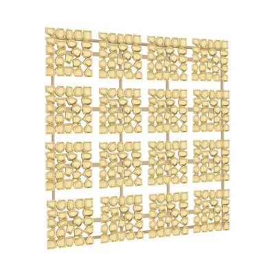 Aluminum Geometric Wall Decor with Hammered Designs Gold - Olivia & May
