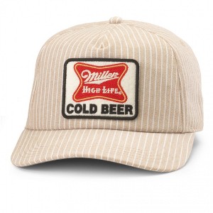 Adult Miller High Life Cold Beer Patch Pinstriped Tulsa Adjustable Hat - 1 of 4