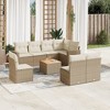 vidaXL Patio Sofa Set with Cushions Outdoor Furniture 9 Piece Poly Rattan - Beige and Cream - 2 of 4