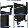 V-Shaped Metal Book Cart - 3-Tier Rolling Storage Shelf with 4 Lockable Wheels & Side Hooks for Home Library, School, Office & Study Room - 4 of 4