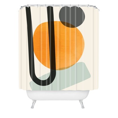 Domonique Brown Shower Curtain Orange - Deny Designs