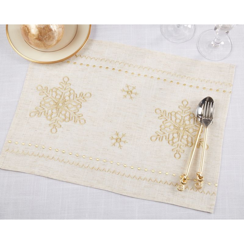 Saro Lifestyle Dazzling Embroidered Snowflake Placemat (Set of 4), 4 of 5