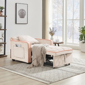 Mocamel Three in One Sleeper Chair Sofa Bed with Storage Pockets Convertible Folding Ottoman Bed, Adjustable for Small Spaces - 1 of 4